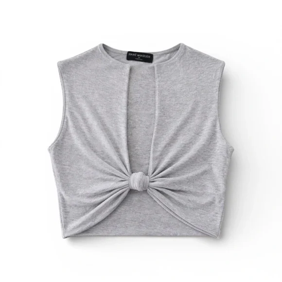 Naked Wardrobe Gray Twist Front Tank Top size XS - Picture 2 of 5